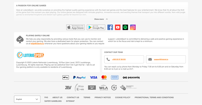 LSL desktop footer