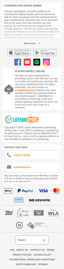 LSL mobile footer