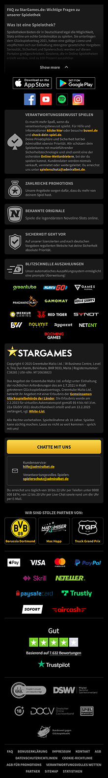 StarGames mobile footer
