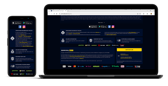 Greentube footer redesign , device mockups