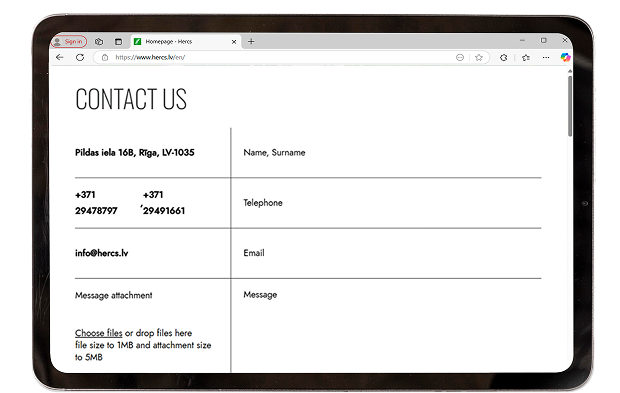 Current site – Contact page